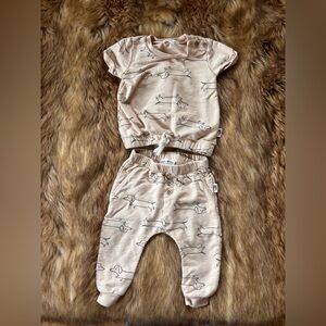 🐶 Organic Cotton Baby Set | Dachshund Print | 12 Months